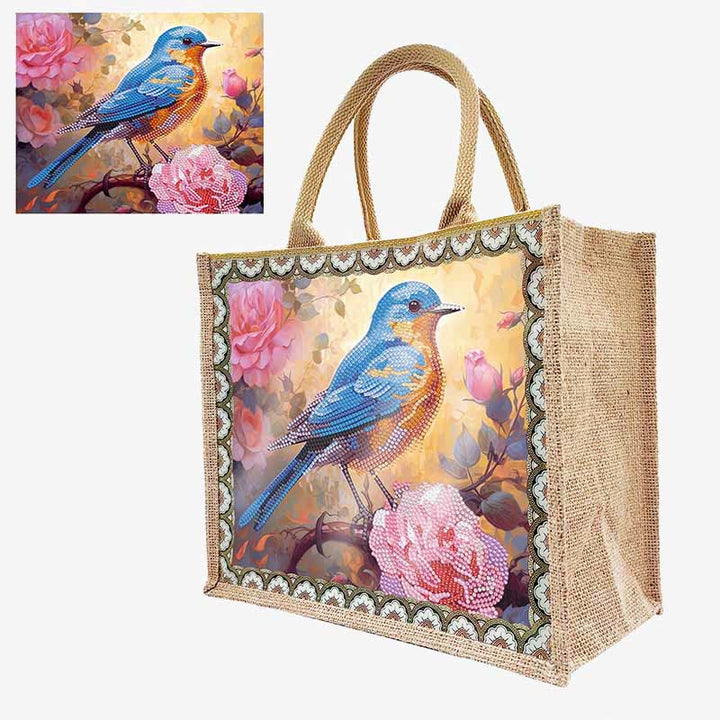 Große Kapazität Tote Handtasche mit Vogelmalerei und Punkt-Diamant-Kunstmalerei