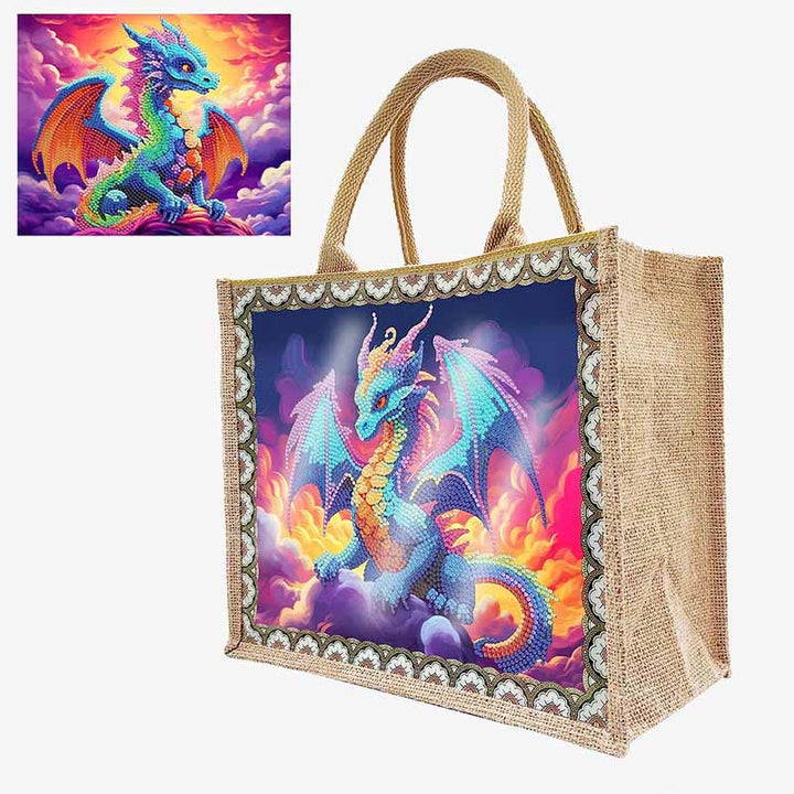 Pterosaurier DIY Diamond Air Painting Tote Wiederverwendbare Leinen-Umhängetasche