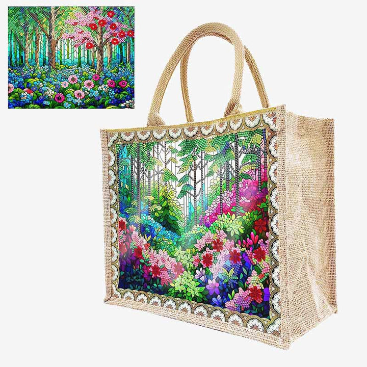Regenwald DIY Diamond Air Painting Tote Wiederverwendbare Leinen-Umhängetasche