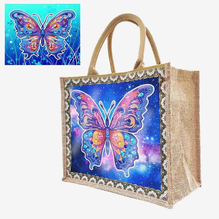 Apcufir Schmetterling Diamant Malerei Tote 5D DIY Leinen Handtasche Kits