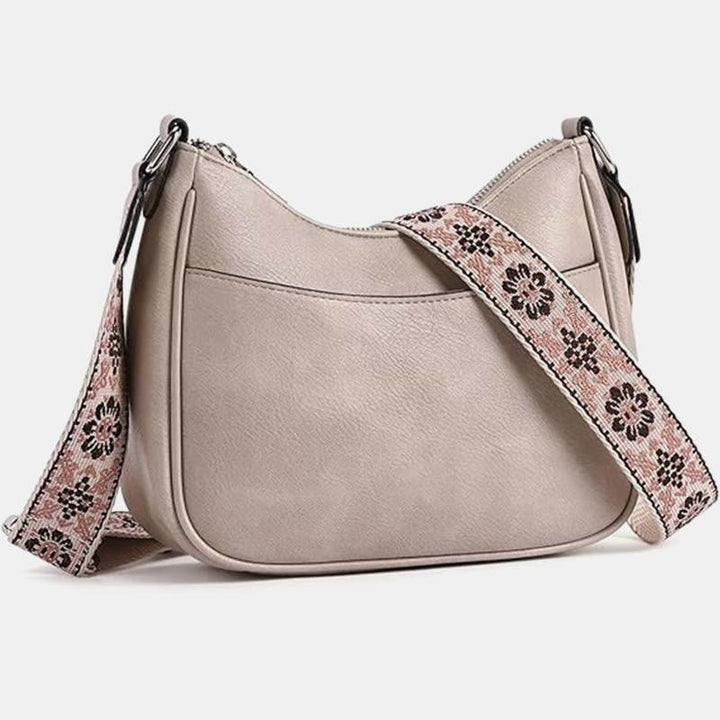 Vintage Hobo Bag Umhängetasche aus veganem Leder mit breiten Riemen für Damen