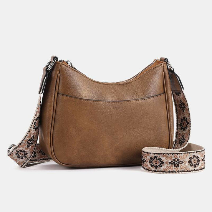Vintage Hobo Bag Umhängetasche aus veganem Leder mit breiten Riemen für Damen