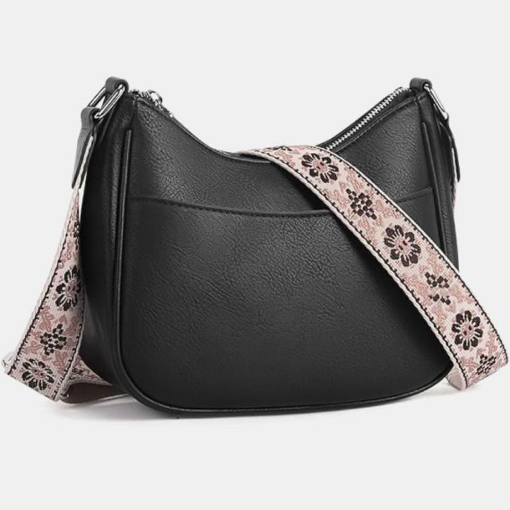 Vintage Hobo Bag Umhängetasche aus veganem Leder mit breiten Riemen für Damen