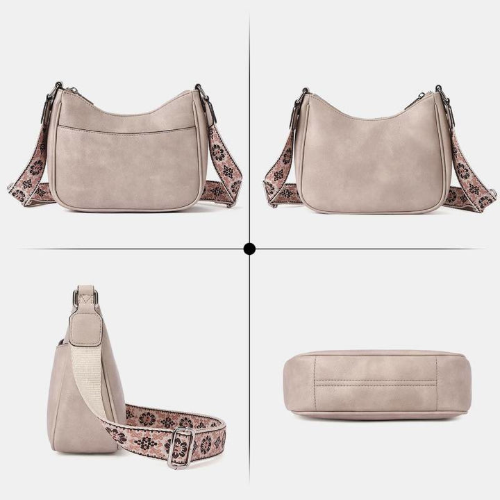 Vintage Hobo Bag Umhängetasche aus veganem Leder mit breiten Riemen für Damen