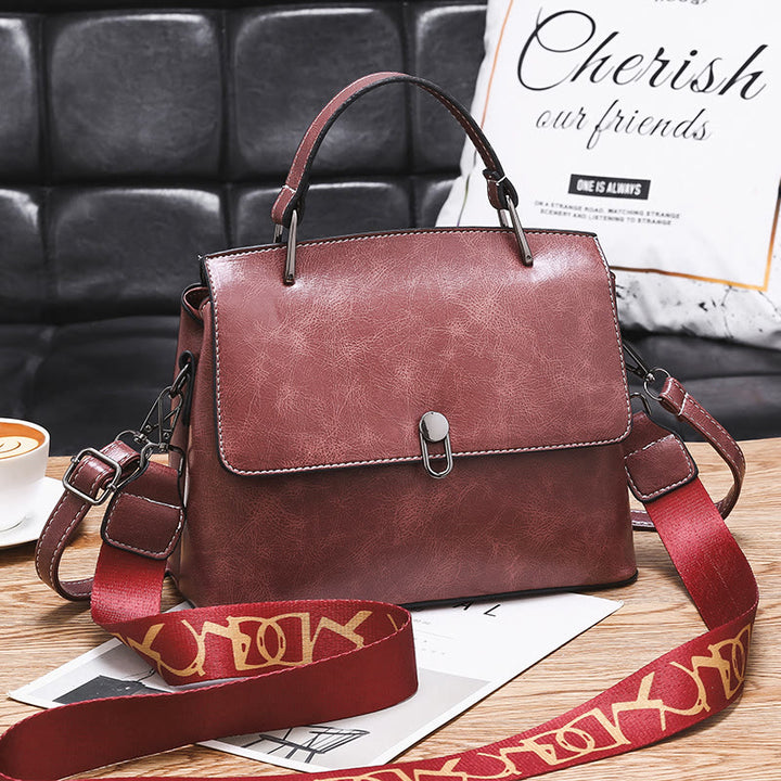 Doppelriemen-Handtasche im Retro-Stil, minimalistische Umhängetasche für Damen