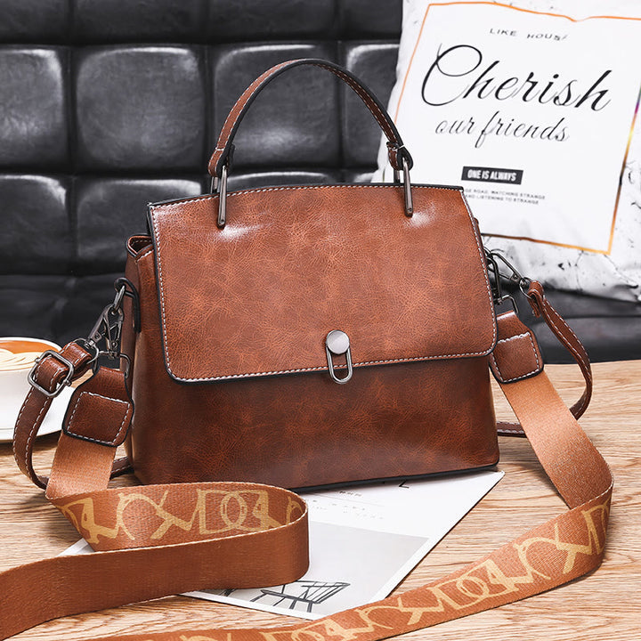 Doppelriemen-Handtasche im Retro-Stil, minimalistische Umhängetasche für Damen