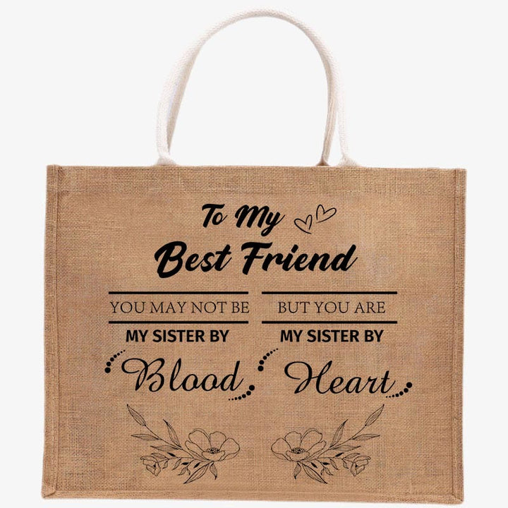 TO MY BEST FRIEND Print Jute Tote Geldbörsen Große Strandtasche Stroh Sackleinen Tasche
