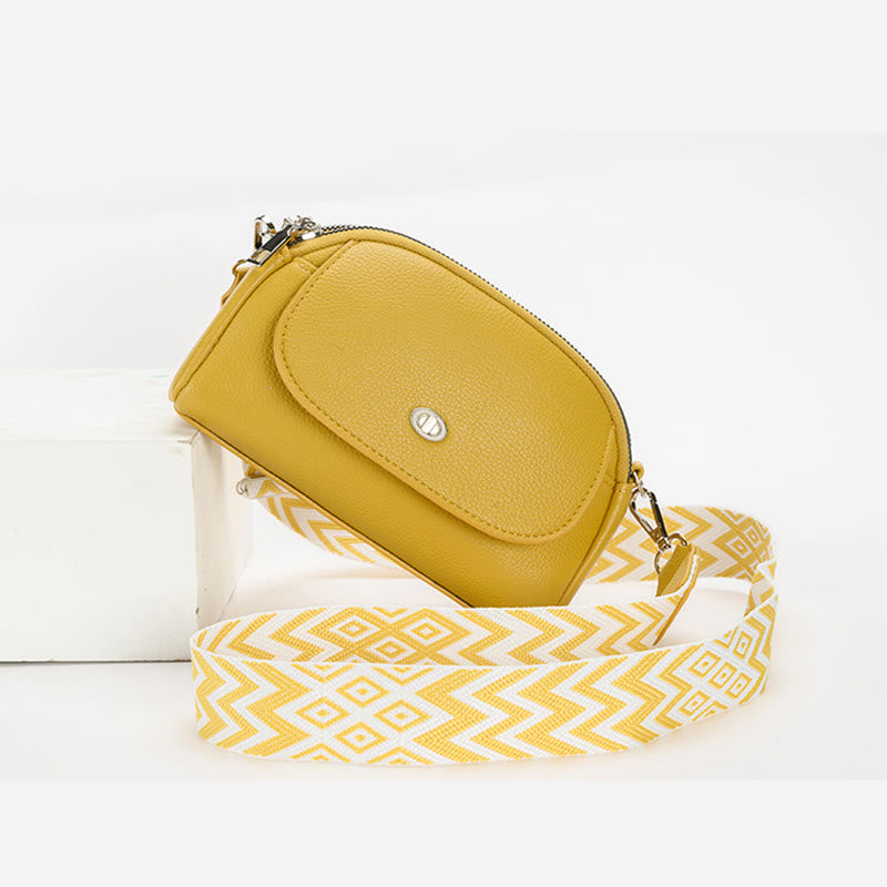 Handytasche aus Kunstleder mit Doppelreißverschluss und breitem Hobo-Riemen
