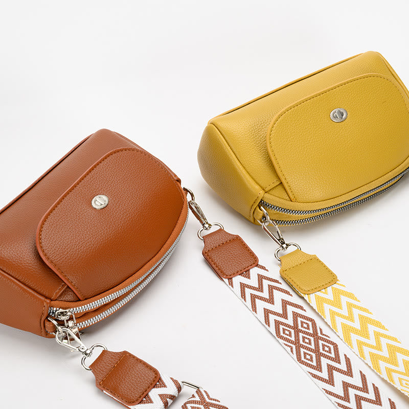 Handytasche aus Kunstleder mit Doppelreißverschluss und breitem Hobo-Riemen