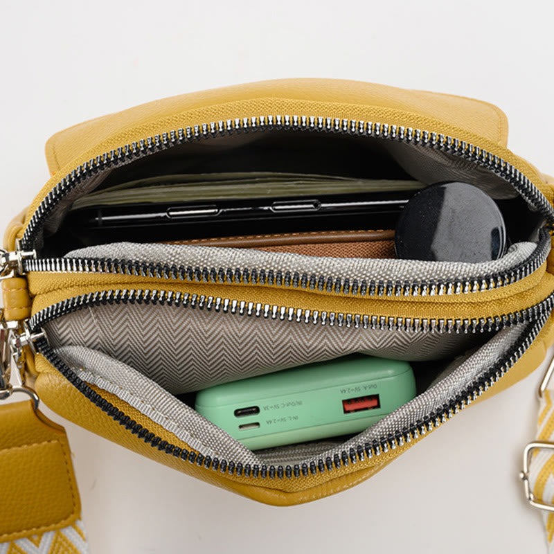 Handytasche aus Kunstleder mit Doppelreißverschluss und breitem Hobo-Riemen