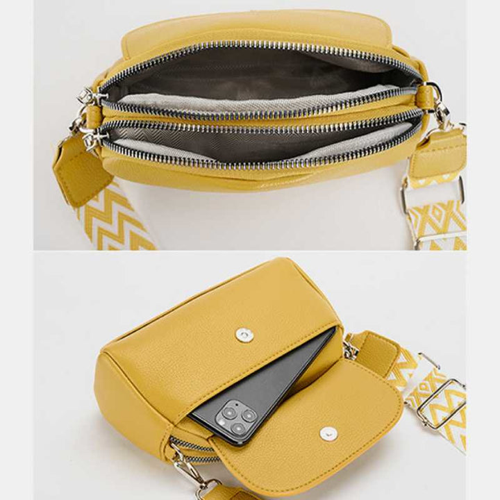 Handytasche aus Kunstleder mit Doppelreißverschluss und breitem Hobo-Riemen