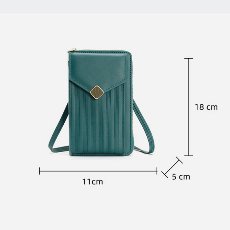Handy-Umhängetasche, Geldbörse mit Riemen-Design, Kunstleder, für Damen