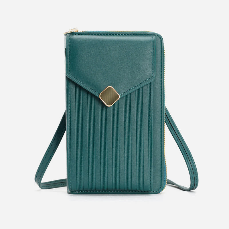 Handy-Umhängetasche, Geldbörse mit Riemen-Design, Kunstleder, für Damen