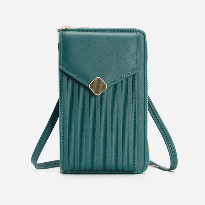 Handy-Umhängetasche, Geldbörse mit Riemen-Design, Kunstleder, für Damen