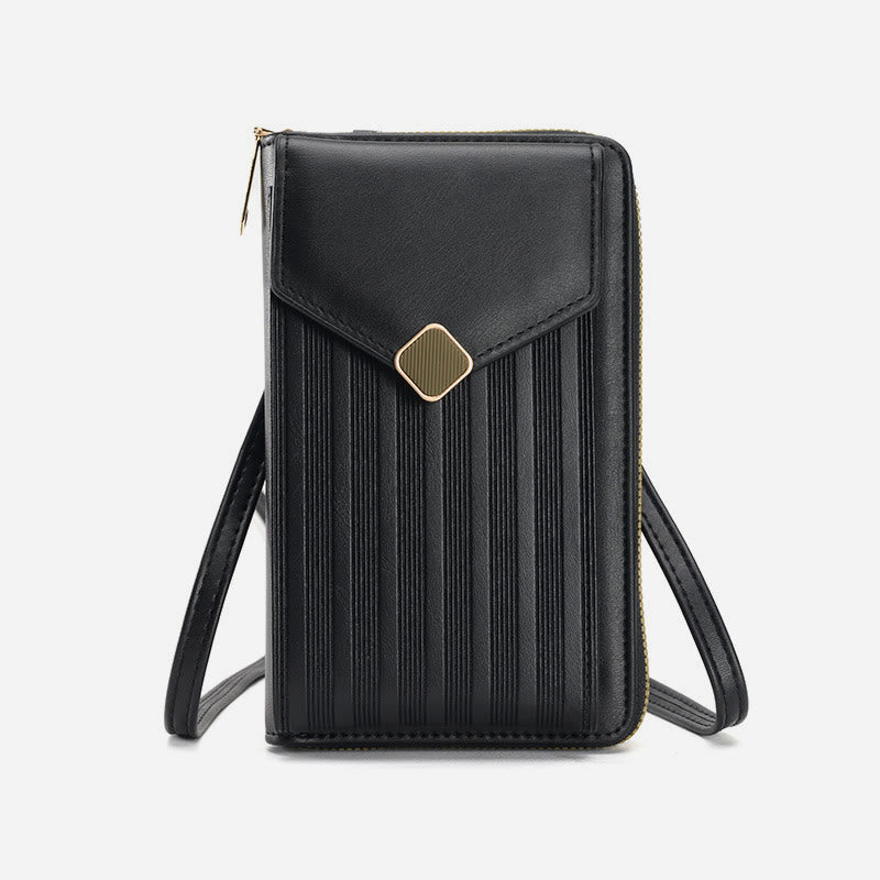 Handy-Umhängetasche, Geldbörse mit Riemen-Design, Kunstleder, für Damen