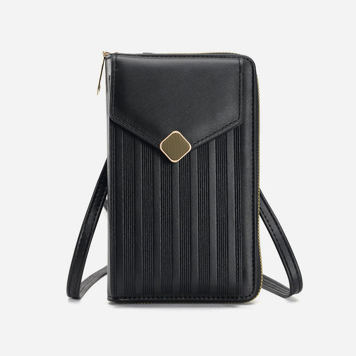 Handy-Umhängetasche, Geldbörse mit Riemen-Design, Kunstleder, für Damen
