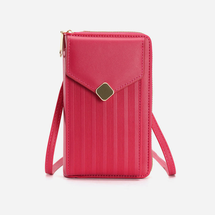 Handy-Umhängetasche, Geldbörse mit Riemen-Design, Kunstleder, für Damen