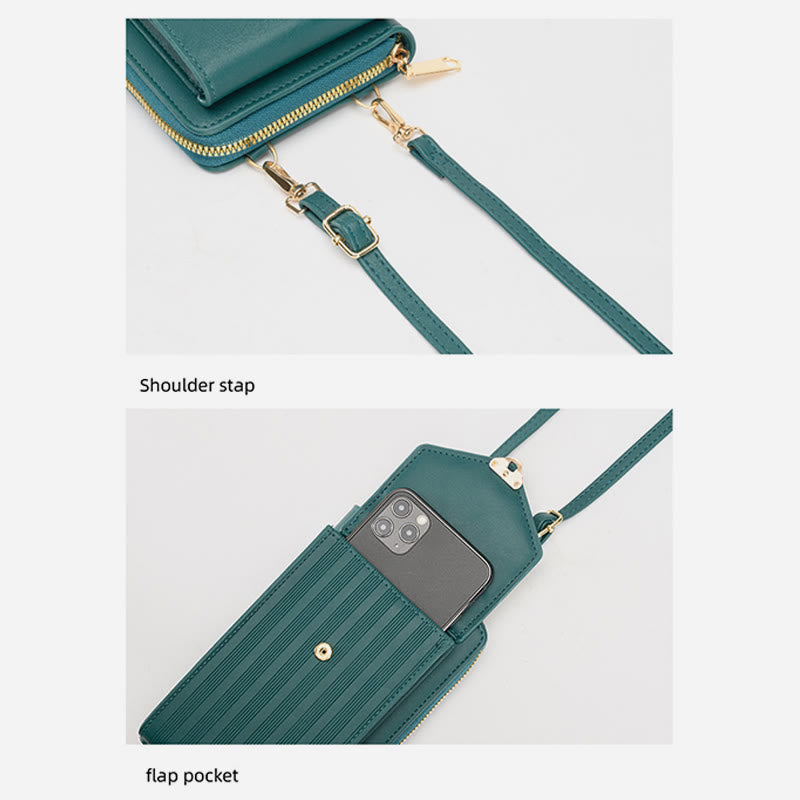 Handy-Umhängetasche, Geldbörse mit Riemen-Design, Kunstleder, für Damen