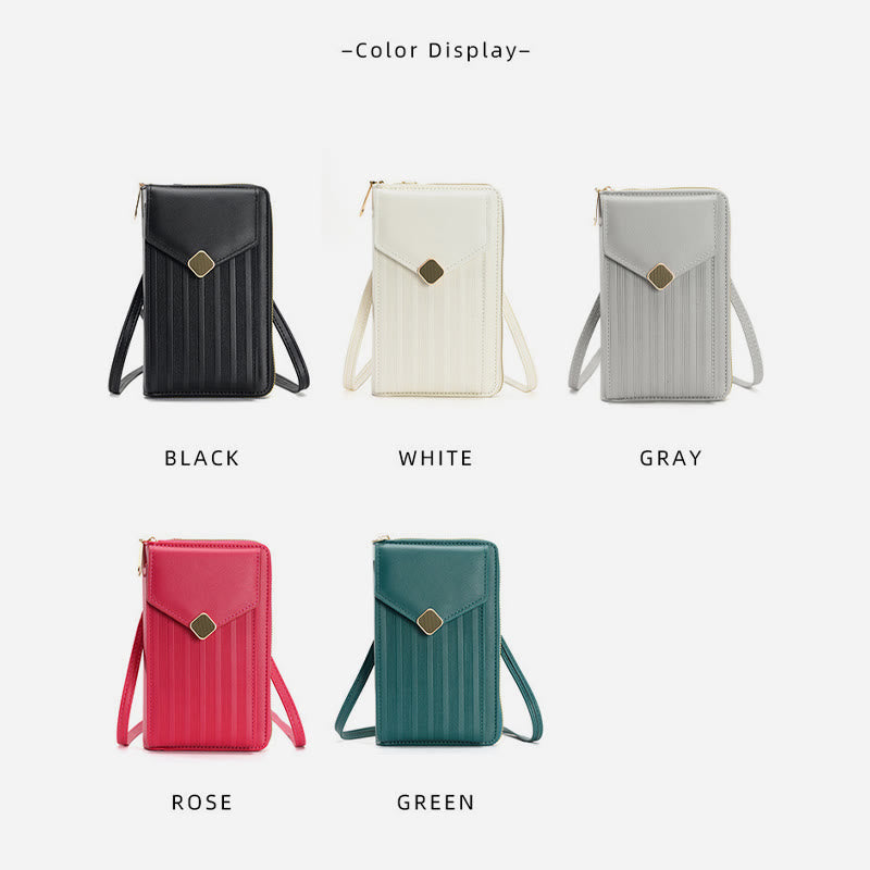 Handy-Umhängetasche, Geldbörse mit Riemen-Design, Kunstleder, für Damen