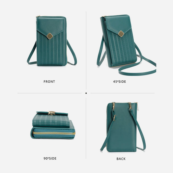 Handy-Umhängetasche, Geldbörse mit Riemen-Design, Kunstleder, für Damen