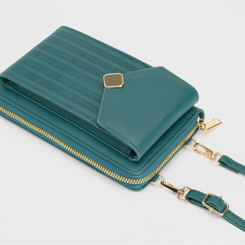 Handy-Umhängetasche, Geldbörse mit Riemen-Design, Kunstleder, für Damen