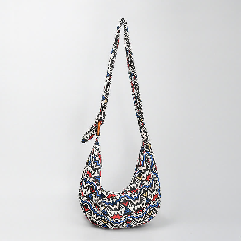 Umhängetasche im Boho-Stil, Vintage-Hobo-Tasche aus Segeltuch