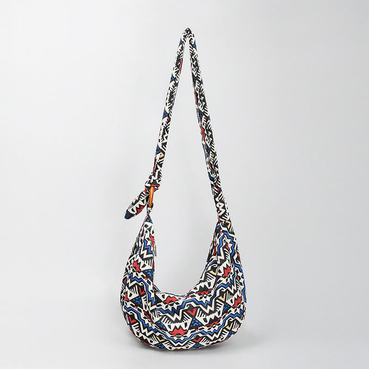 Umhängetasche im Boho-Stil, Vintage-Hobo-Tasche aus Segeltuch