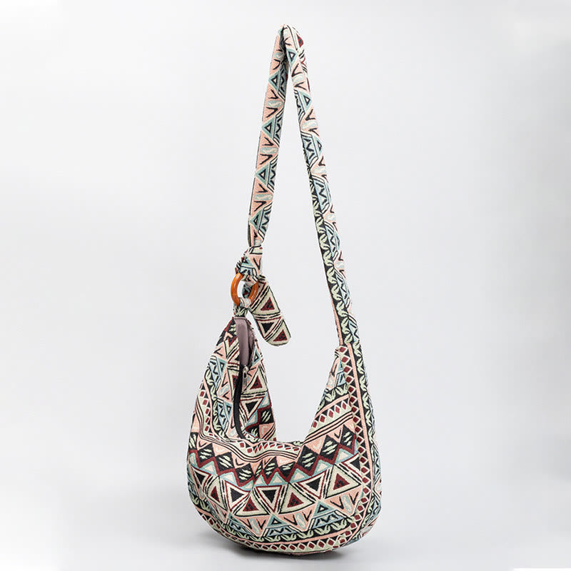 Umhängetasche im Boho-Stil, Vintage-Hobo-Tasche aus Segeltuch