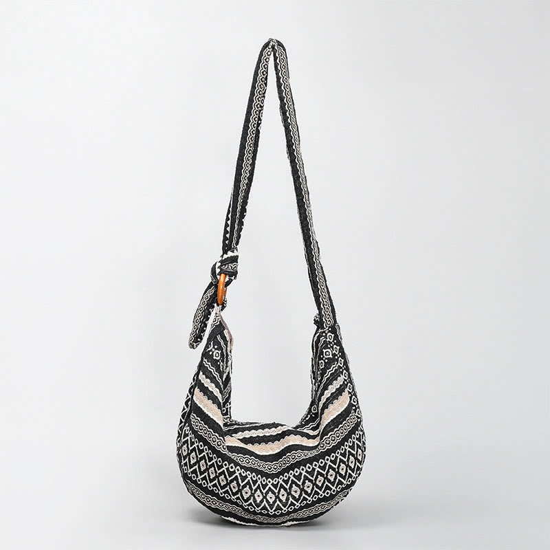 Umhängetasche im Boho-Stil, Vintage-Hobo-Tasche aus Segeltuch