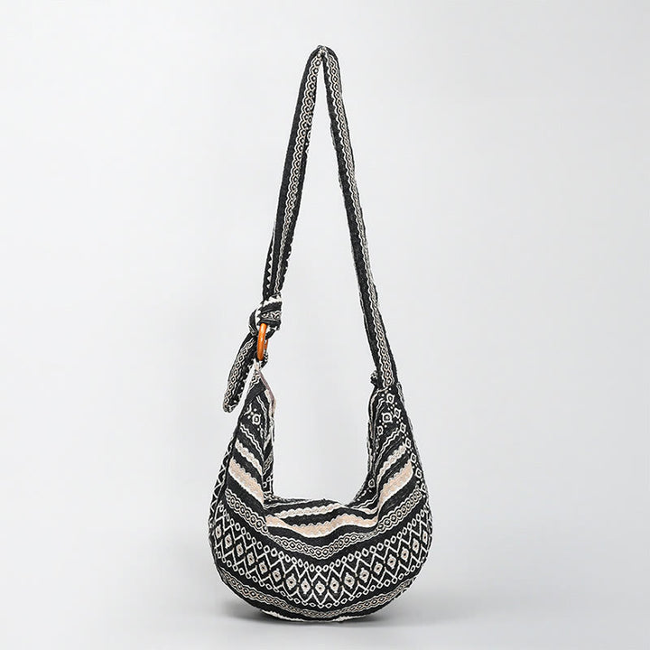 Umhängetasche im Boho-Stil, Vintage-Hobo-Tasche aus Segeltuch