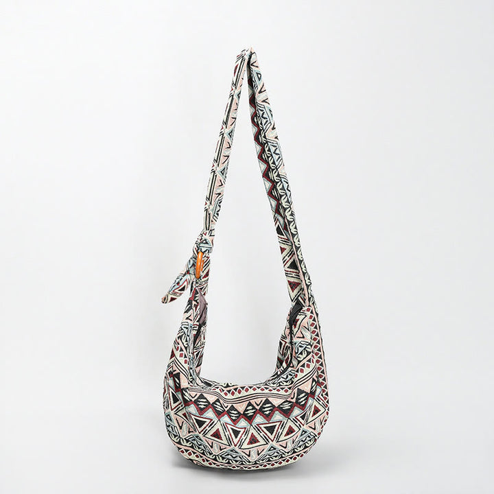 Umhängetasche im Boho-Stil, Vintage-Hobo-Tasche aus Segeltuch