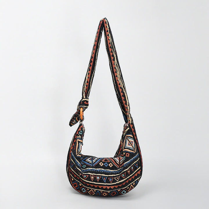 Umhängetasche im Boho-Stil, Vintage-Hobo-Tasche aus Segeltuch