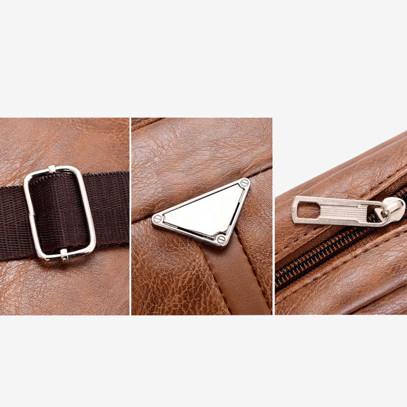Kleine Umhängetasche für Herren im Retro-Stil, veganes Leder, Messenger-Tasche