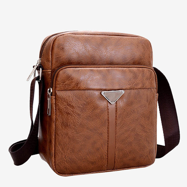 Kleine Umhängetasche für Herren im Retro-Stil, veganes Leder, Messenger-Tasche