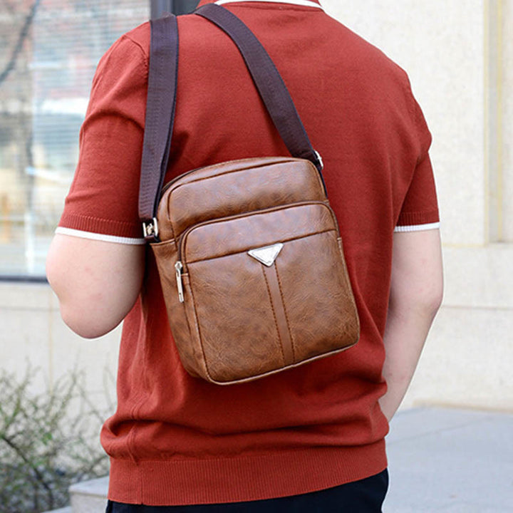 Kleine Umhängetasche für Herren im Retro-Stil, veganes Leder, Messenger-Tasche