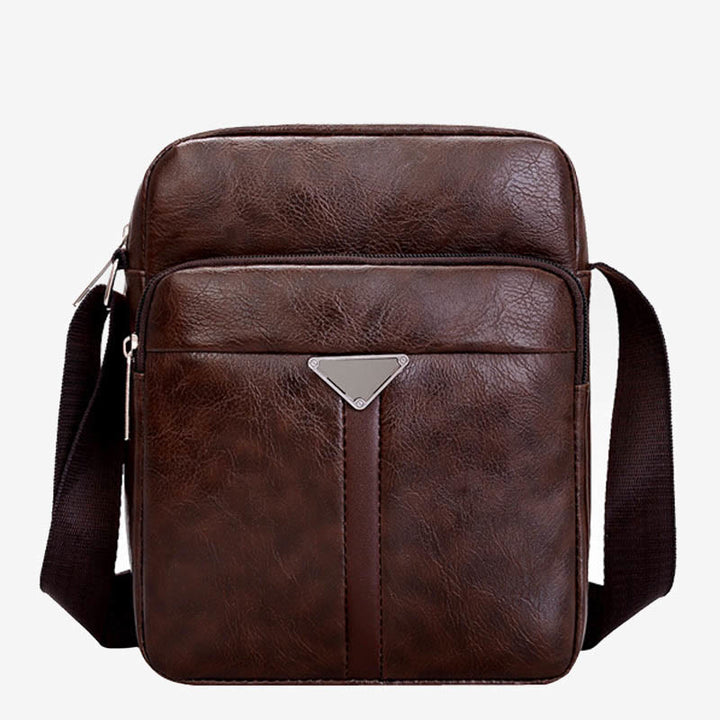 Kleine Umhängetasche für Herren im Retro-Stil, veganes Leder, Messenger-Tasche