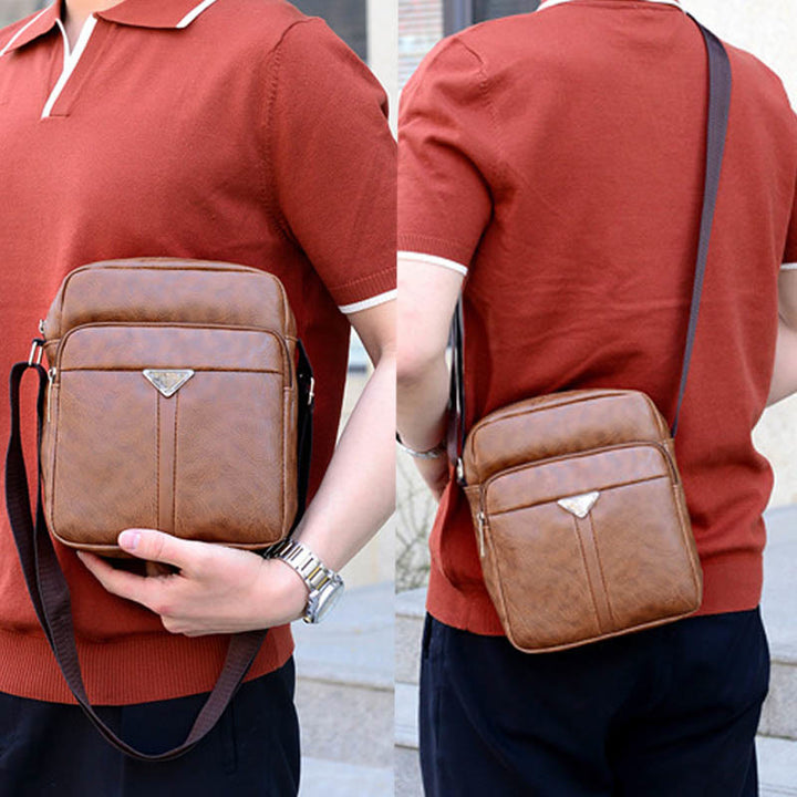Kleine Umhängetasche für Herren im Retro-Stil, veganes Leder, Messenger-Tasche