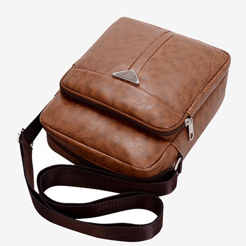 Kleine Umhängetasche für Herren im Retro-Stil, veganes Leder, Messenger-Tasche