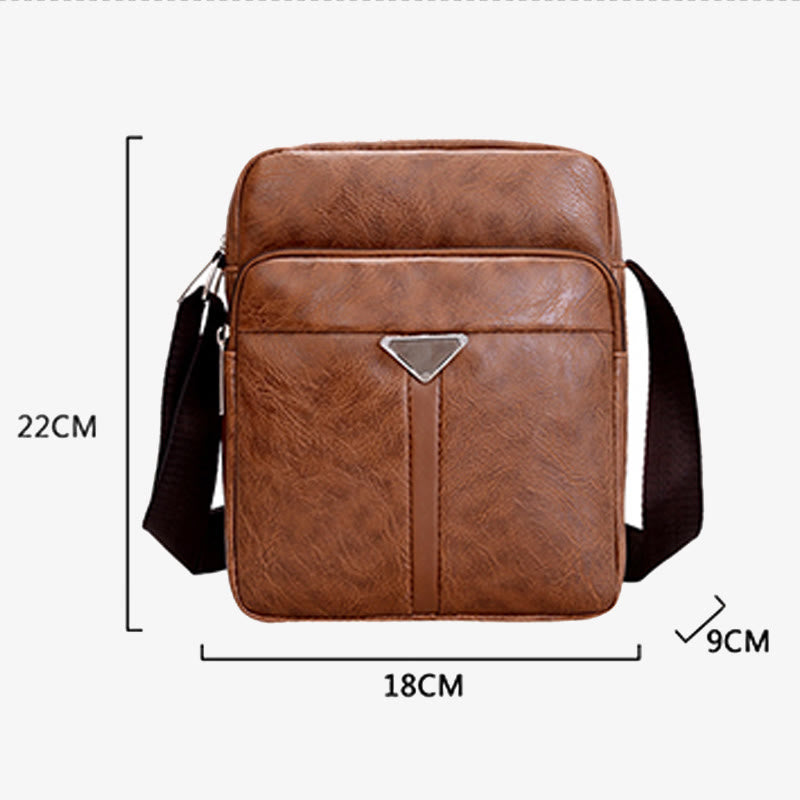 Kleine Umhängetasche für Herren im Retro-Stil, veganes Leder, Messenger-Tasche