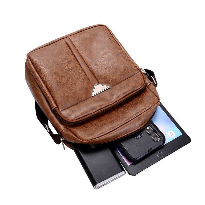 Kleine Umhängetasche für Herren im Retro-Stil, veganes Leder, Messenger-Tasche