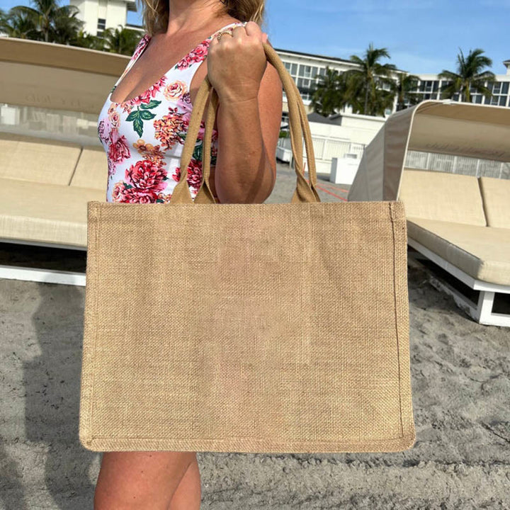 Tragetasche aus Sackleinen mit Blumenmuster, Geschenk für die Schwiegertochter, große Reise-/Shopping-Umhängetasche