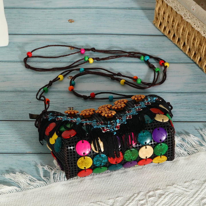 Kleine Umhängetasche für Damen, Kokosnussschale, Handtasche, Handytasche