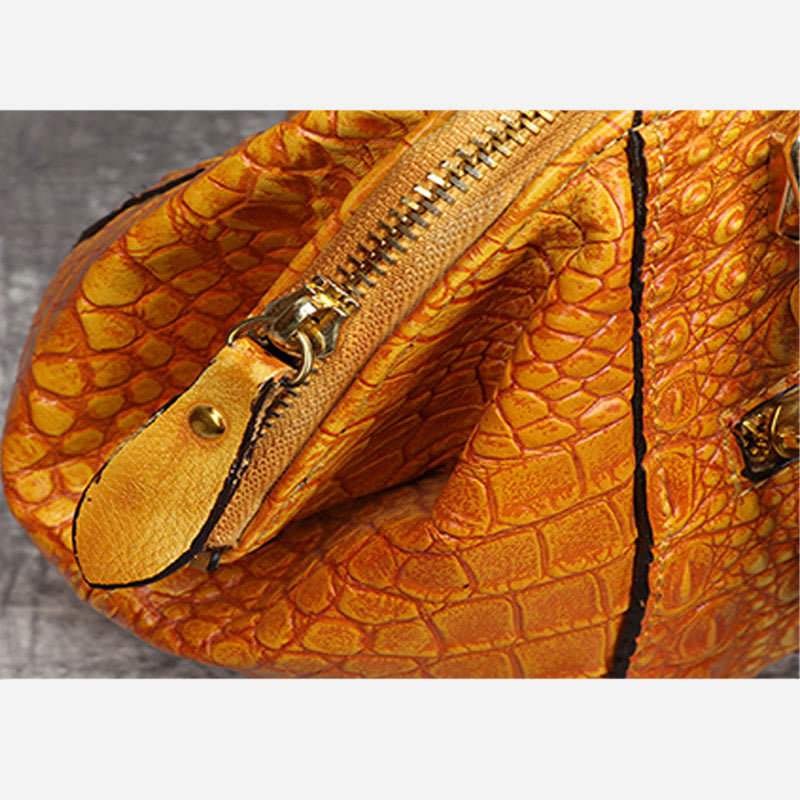 Handtasche aus echtem Leder mit Alligator-Print, Henkeltasche oben und Umhängegurt