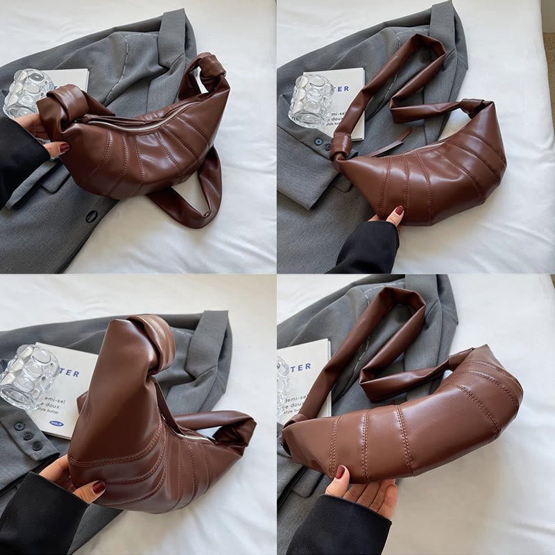 Kreative Croissant-Tasche aus Kunstleder, weiche Hobo-Tasche, Umhängetasche für Damen