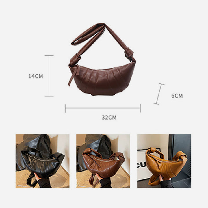Kreative Croissant-Tasche aus Kunstleder, weiche Hobo-Tasche, Umhängetasche für Damen