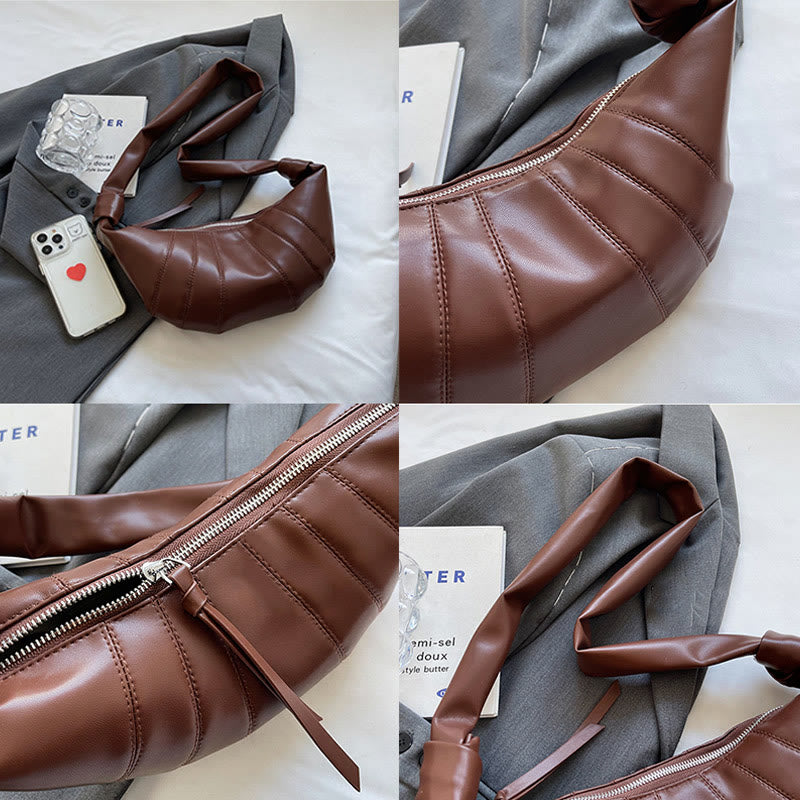 Kreative Croissant-Tasche aus Kunstleder, weiche Hobo-Tasche, Umhängetasche für Damen