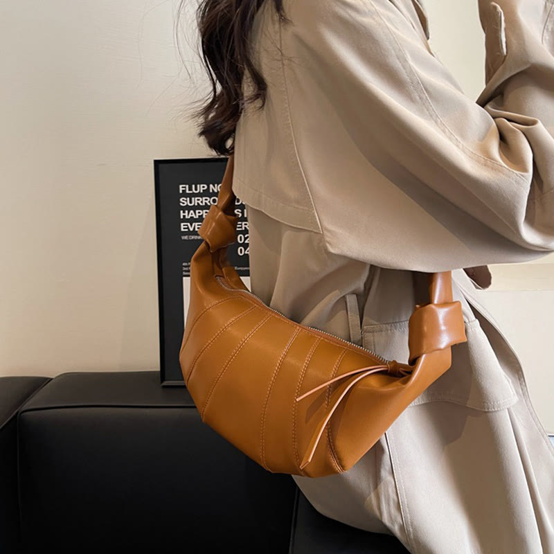 Kreative Croissant-Tasche aus Kunstleder, weiche Hobo-Tasche, Umhängetasche für Damen