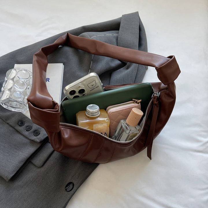 Kreative Croissant-Tasche aus Kunstleder, weiche Hobo-Tasche, Umhängetasche für Damen