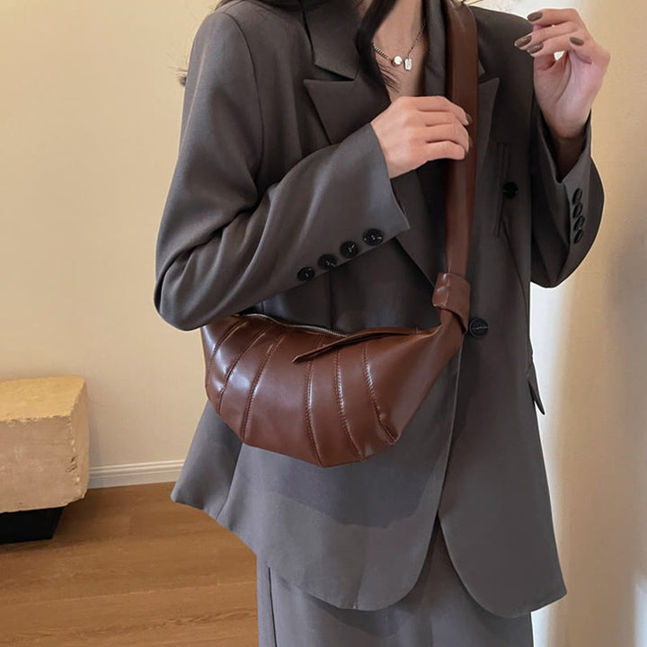 Kreative Croissant-Tasche aus Kunstleder, weiche Hobo-Tasche, Umhängetasche für Damen