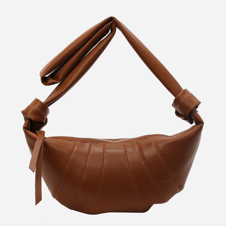 Kreative Croissant-Tasche aus Kunstleder, weiche Hobo-Tasche, Umhängetasche für Damen